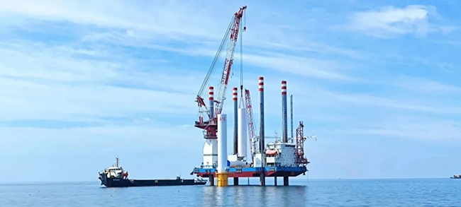 全国首个海上风电与海洋牧场融合发展研究试验项目首批机组并网发电