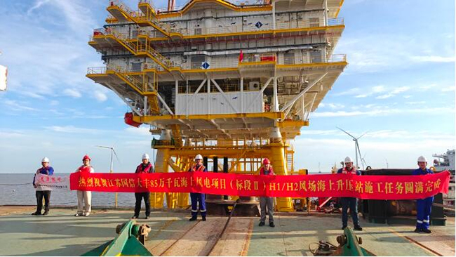 国信大丰海上风电项目升压站吊装任务圆满完成