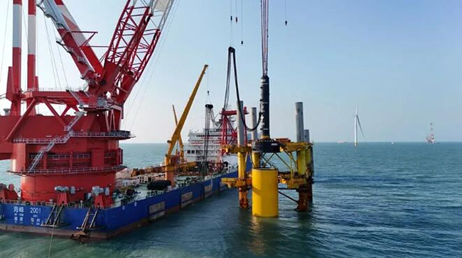 “三航造”海南东方CZ8海上风电项目完成沉桩施工